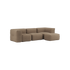 Soft Sofa Indoor 3-seter sofa i Teddy Brown stoff med puff, myk og modulær design.
