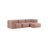 Soft Sofa Indoor 3-seter i rosa corduroy med puff, modulbasert og myk sofa uten ramme.