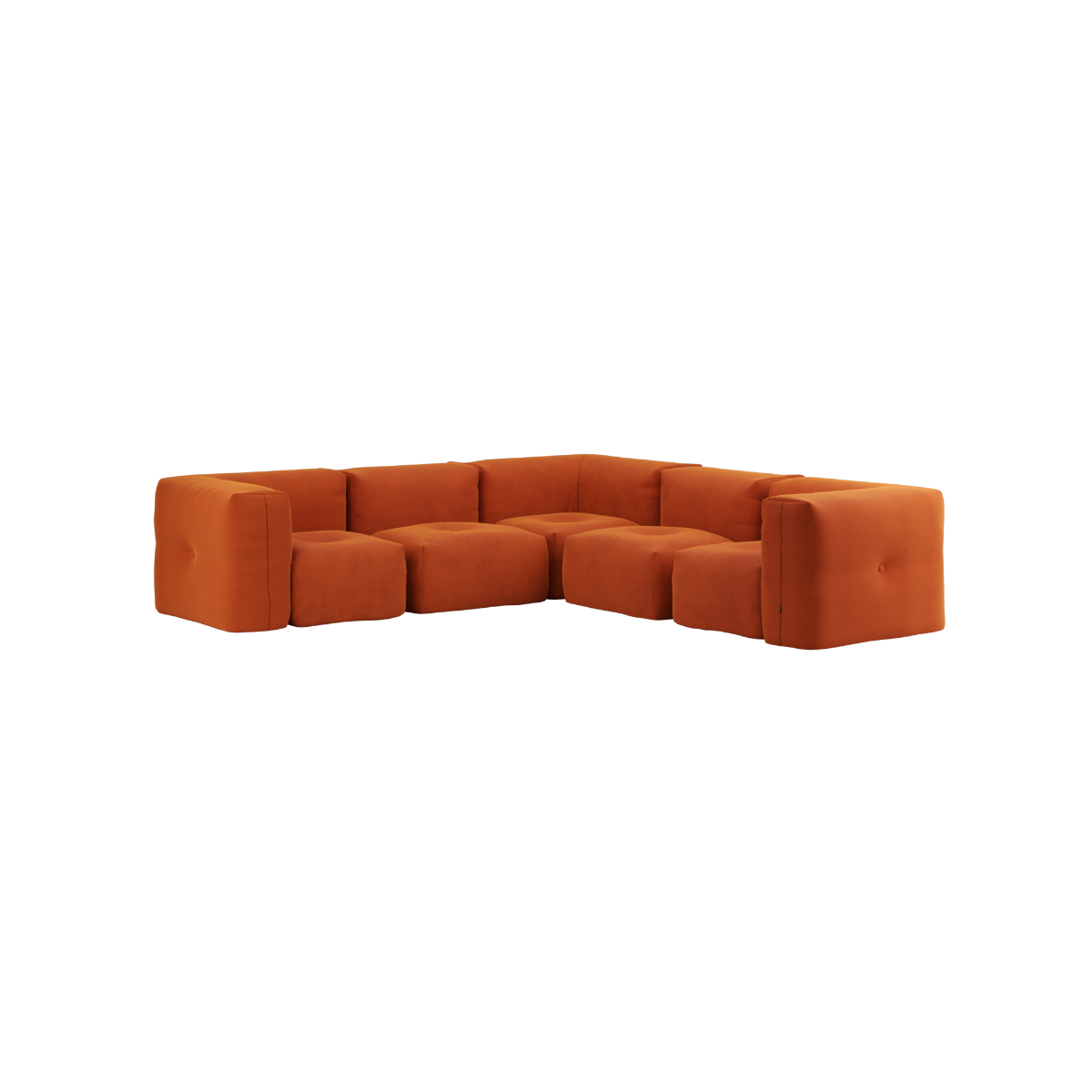 Soft Sofa Indoor 5-seter hjørnesofa i oransje Jaquard stoff med myk, modulær design.