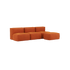 Orange Jaquard Soft Sofa Indoor 3-seater with puff, soft fabric and modern design.