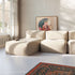 Soft Sofa Indoor sete i beige corduroy stoff med myk, modulær design og avtakbart trekk.