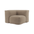 Soft Sofa Indoor hjørnesofa i mykt Teddy Beige stoff med modulær design og lav rygg.