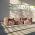 Soft Sofa Indoor hjørnesofa i myk corduroy tekstil i rosafarge, modulbasert og lav høyde.