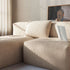 Rektangulær Soft Sofa Indoor Cushion i mykt Teddy Beige stoff på lys bakgrunn.