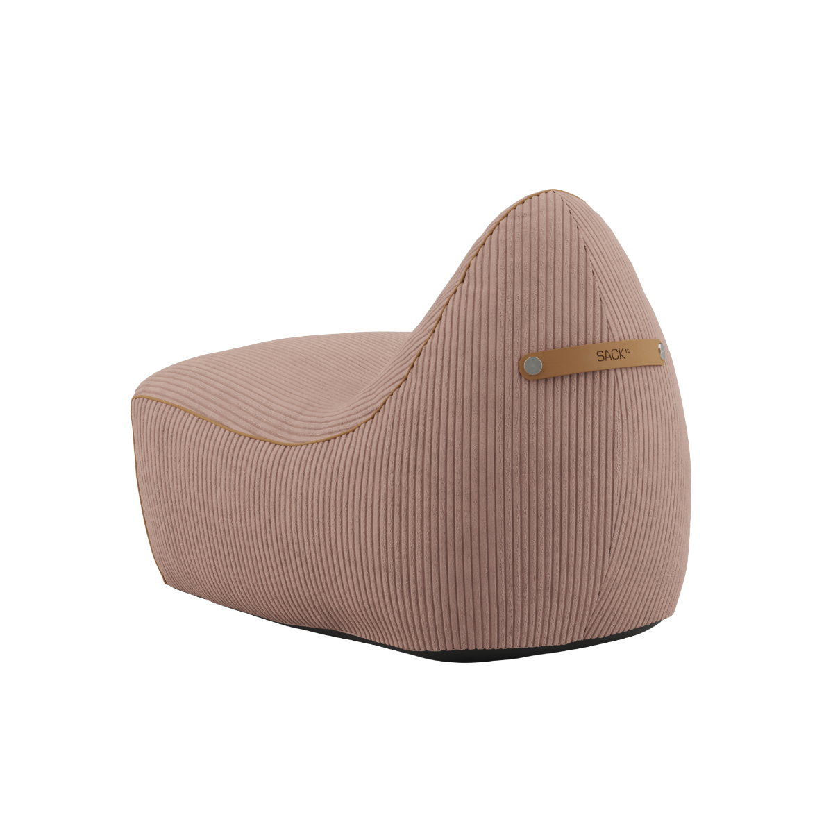Rosa SACKit Chair Indoor saccostol i kordfløyel med rund, myk form og lav ryggstøtte.