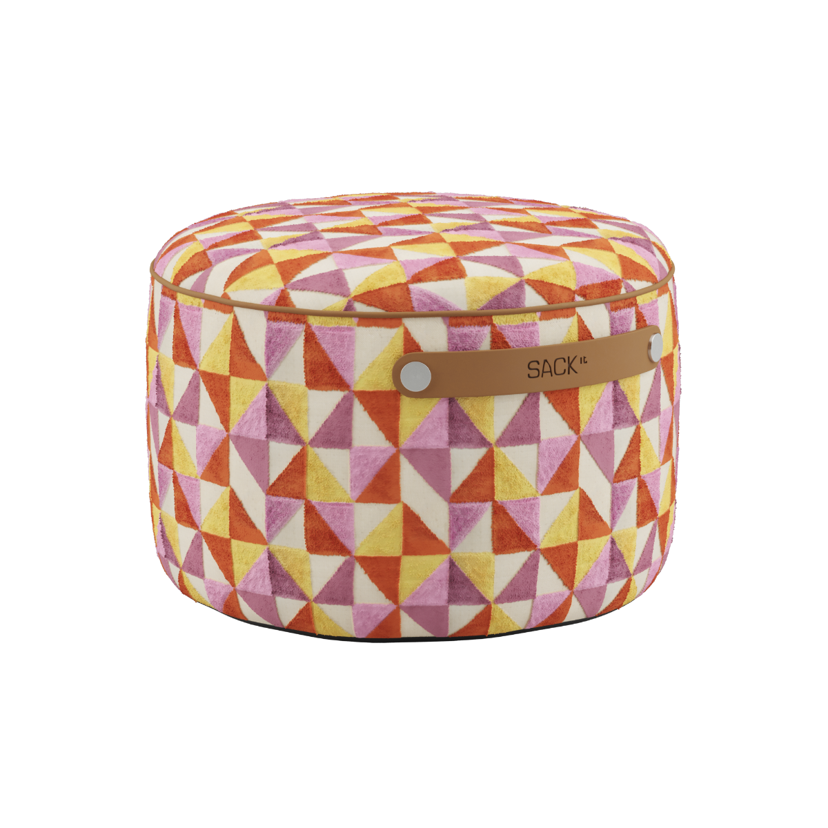 SACKit Pouf Indoor i Levanka tekstil, rund puf med kaldskumfyll og sklisikre punkter.