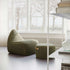 SACKit Chair & Pouf Indoor i grønn Cosmo-tekstur, moderne sækkestol med matchende puf.