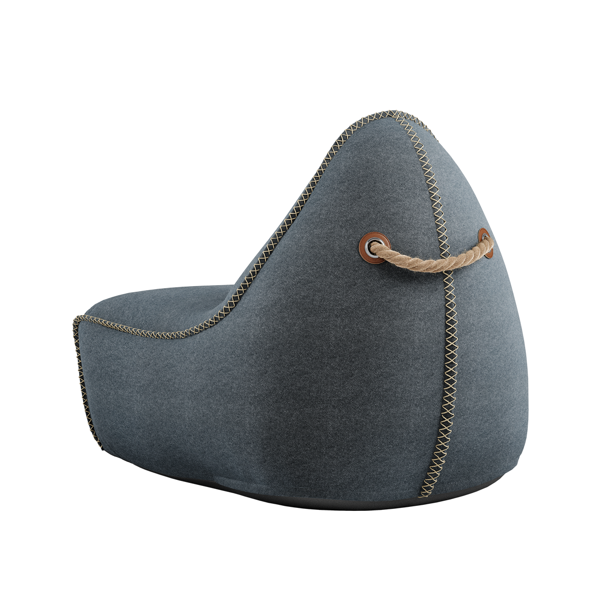 Canvas Lounge Chair og puf i petrolfarget lerretstoff med myk form og ryggstøtte.