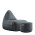 Canvas Lounge Chair og puf i petrolfarget lerretstoff med myk, avrundet form og ryggstøtte.