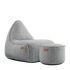 Cobana Lounge Chair og Pouf i sand melange farge, med mykt, vannavstøtende stoff og rund form.