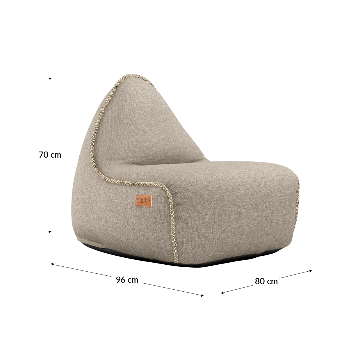 Cobana Lounge Chair og pouf i grått, vanntett sakkosekk med ryggstøtte i dansk design.