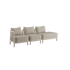 Kirra Lounge Sofa 3-seter med åpen venstre ende i sandfarget olefin-tekstilmateriale og aluminiumsramme.