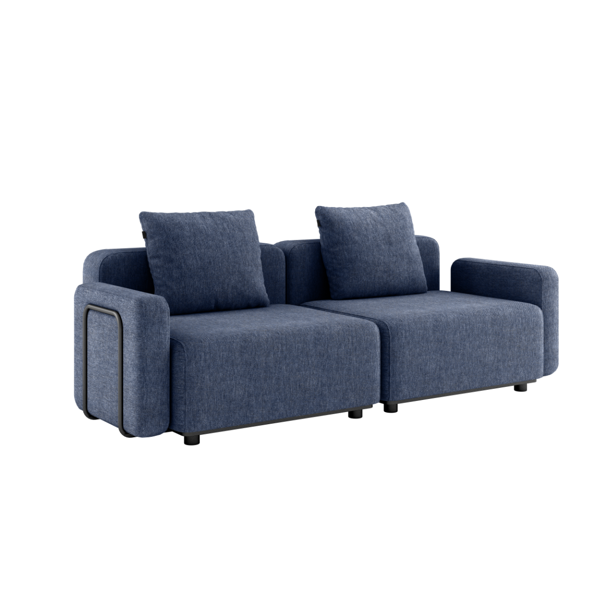 Cobana Lounge Sofa 2-seter i Kirra Indigo med armlener, uten puff, utendørs modulær sofa.