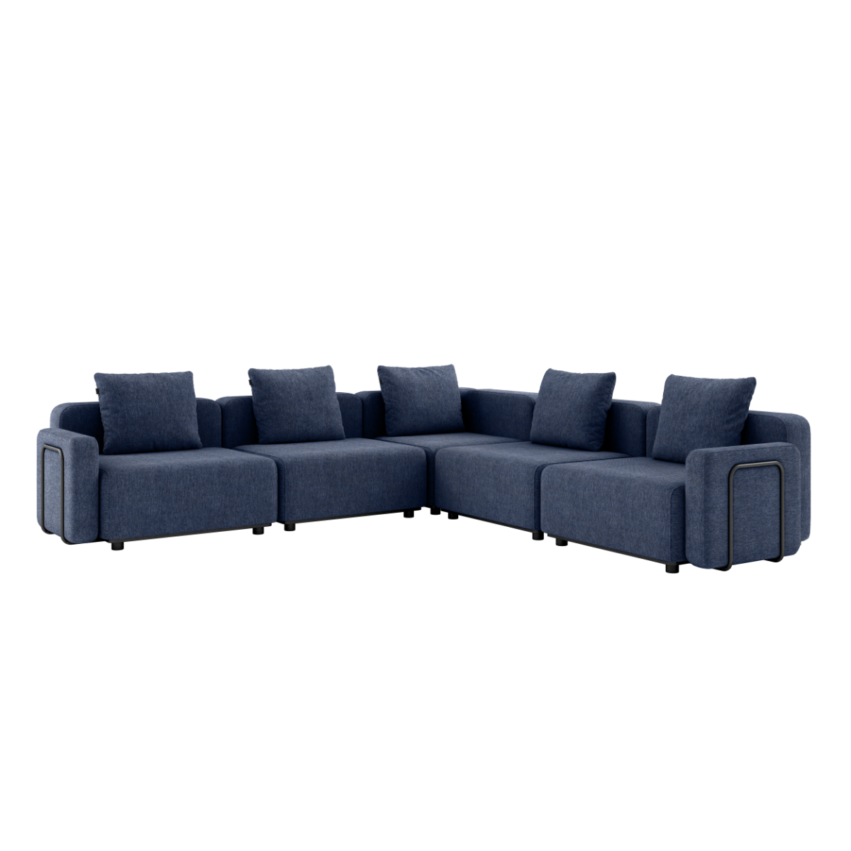 Modulbasert Cobana Lounge Sofa i Kirra Indigo med armlener, hjørnesofa for utendørs bruk.