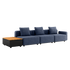 Cobana Lounge Sofa 3-seter i Kirra Indigo uten puff med svart pulverlakkert aluminiumsramme og Patio Storage Table i teak.