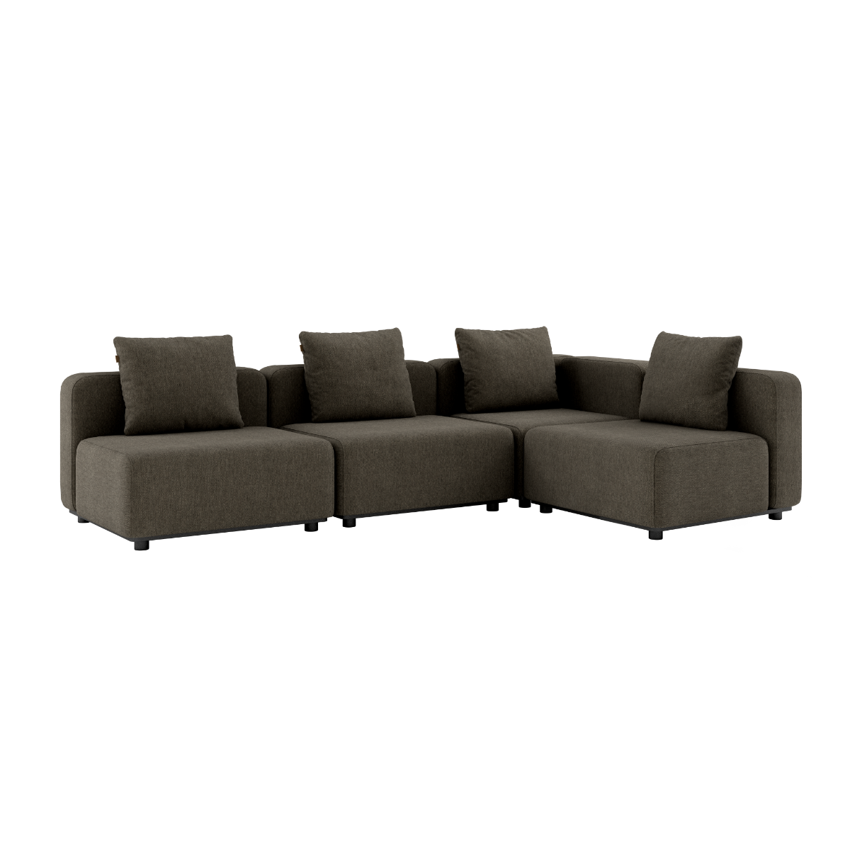 Cobana Lounge Sofa 4-seters hjørnesofa i brun uten armlener med modulbasert design og puter.