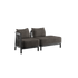 Kirra Lounge Sofa 2-seter i Kirra Noir med åpen ende på venstre side, utendørs aluminiumsramme og olefin-tekstiler.