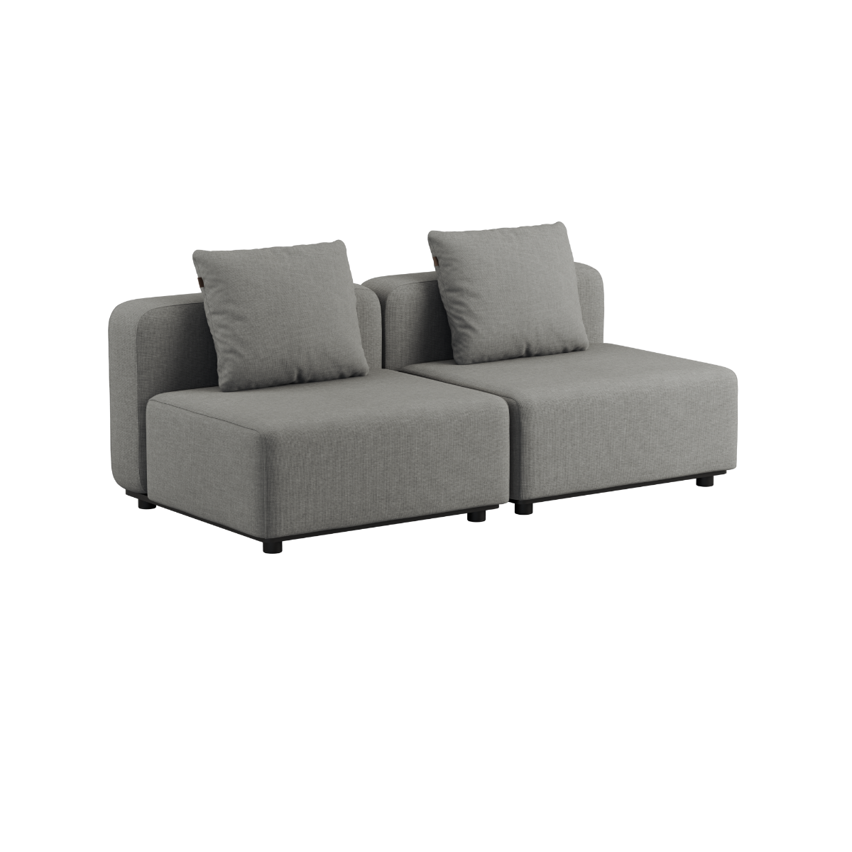 Kirra Sand Cobana Lounge Sofa 2-seter med armlener og puff i pulverlakkert aluminiumsramme.