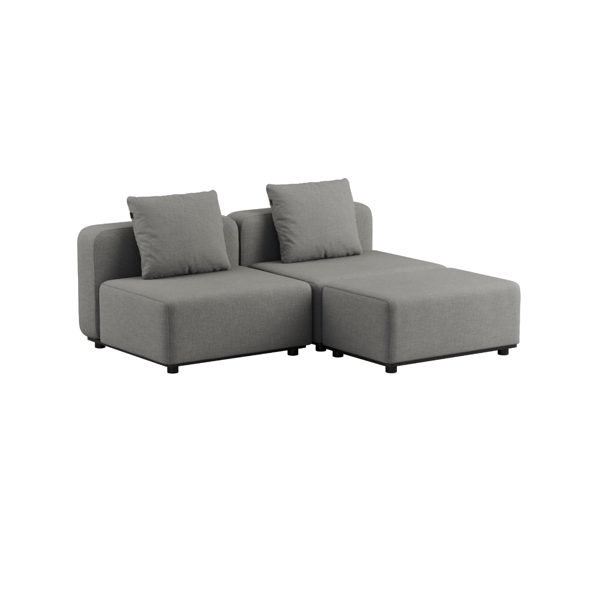Kirra Sand Cobana Lounge Sofa 2-seter uten armlener med puff i utendørs setting