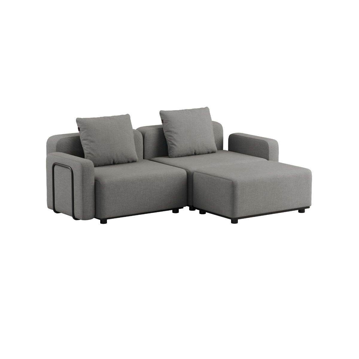 Kirra Sand Cobana Lounge Sofa 2-seter uten armlener og puff i pulverlakkert aluminiumsramme og tekstil