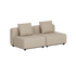 Beige modulbasert loungesofa for uteplassen med to sitteplasser og myke puter fra sackit. Skandinavisk design utviklet i Danmark for nordisk vær.