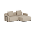 Beige modulbasert loungesofa fra sackit med to sitteplasser og bred sjeselong for hage eller terrasse designet for nordisk vær