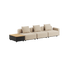 Cobana Lounge Sofa 3-seter i boucle beige med armlener og Patio Storage Table i aluminium og teaktre.