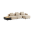 Boucle Beige Cobana Lounge Sofa with armrests, storage table, and pouf in outdoor setting.
