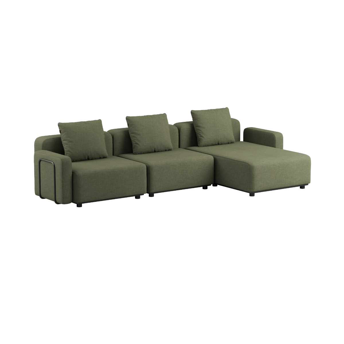 Grønn Kirra Olive Cobana Lounge Sofa uten armlener med modulbasert design for utebruk.