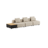 Kirra Sand Cobana Lounge Sofa uten armlener og puff med Patio Storage Table i aluminium og teaktre.