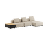 Kirra Sand Cobana Lounge Sofa uten armlener med puff og Patio Storage Table i aluminium og teaktre.