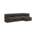 Mørk brun Fjord Sofa med tre sitteplasser og høyrevendt sjeselong i mykt skandinavisk design fra sackit Norway for moderne nordiske hjem