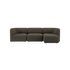 Mørk brun tre seters sofa fra sackit med myke avrundede former og polstret komfort i skandinavisk design