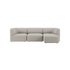 sackit Fjord sofa i lyst tekstil med myke avrundede former og tre sitteplasser for en rolig skandinavisk stil innendørs