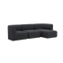 Mørk Fjord sofa med tre sitteplasser og høyrevendt sjeselong i mykt skandinavisk design fra sackit for stilrene innendørsområder