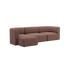 Brun Fjord sofa med tre sitteplasser og venstrevendt sjeselong i myke avrundede former fra sackit Norge for et rolig skandinavisk uttrykk