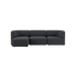 Mørkegrå treseters sofa med venstrevendt sjeselong og myke avrundede former fra sackit i skandinavisk design for stuen