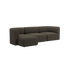 Mørk brun Fjord sofa fra sackit med tre sitteplasser og venstrevendt sjeselong i mykt skandinavisk design for moderne hjem