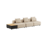 Boucle Beige Cobana Lounge Sofa uten armlener og puff med Patio Storage Table i aluminium og teaktre.
